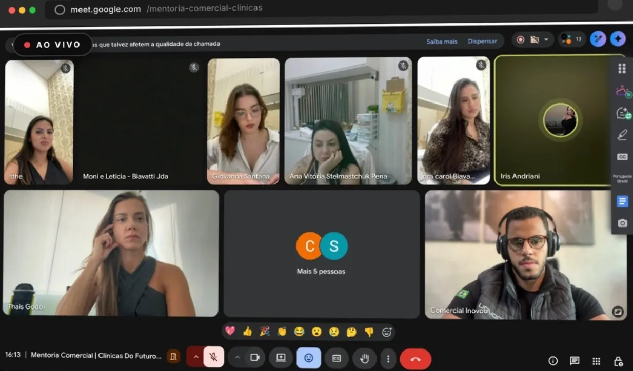 Mentoria comercial ao vivo - Clínicas do Futuro